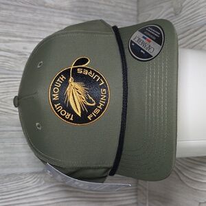 Cap American Trout Mouth Fishing Lures Patch Hat Adjustable Strap NWT